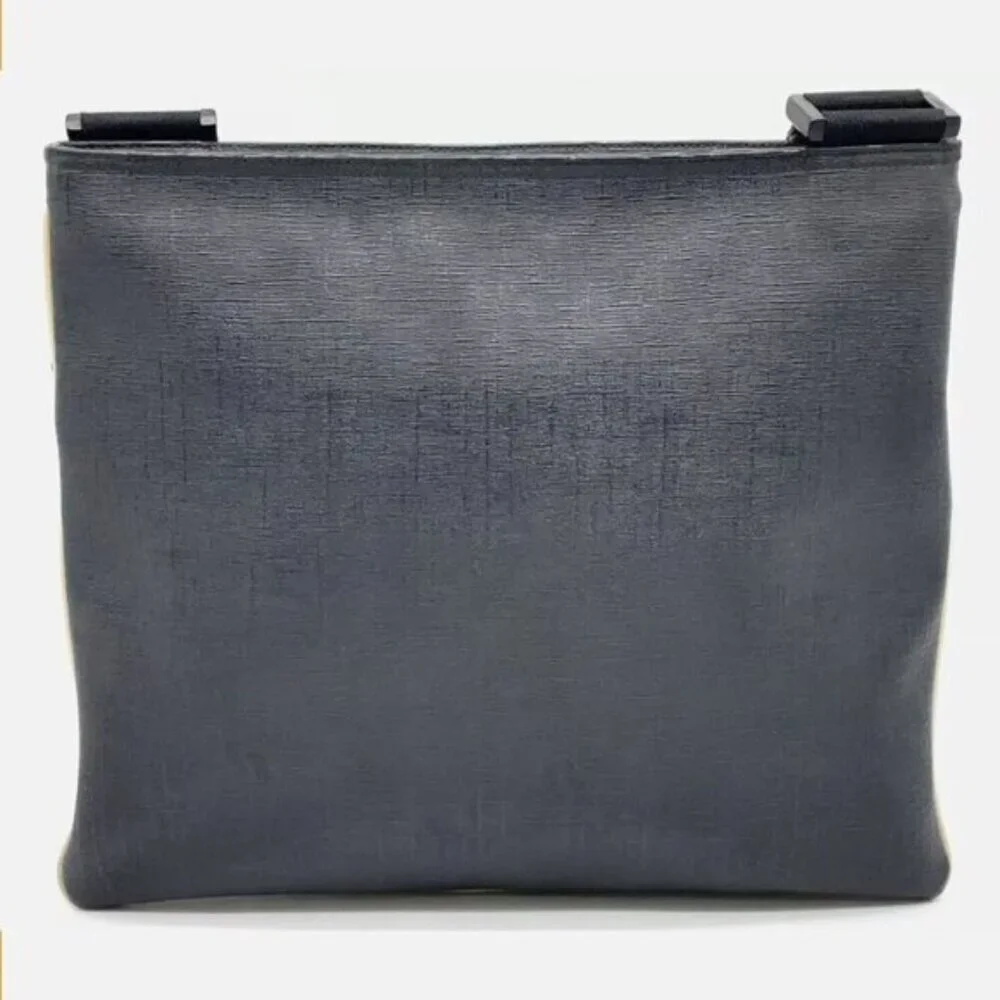 Authentic Gucci Logo Messenger Crossbody Bag Black Canvas Leather Trim Designer